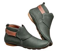 Weite Passform, Stiefeletten für Damen, Leder, leicht, zum Reinschlüpfen, flache Stiefel, Übergröße, wasserdicht, für den Winter, warm, stilvoll, klassisch, lässig, Keilschuhe, niedriger Absatz