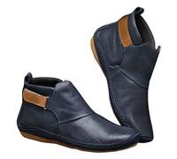 Weite Passform, Stiefeletten für Damen, Leder, leicht, zum Reinschlüpfen, flache Stiefel, Übergröße, wasserdicht, für den Winter, warm, stilvoll, klassisch, lässig, Keilschuhe, niedriger Absatz