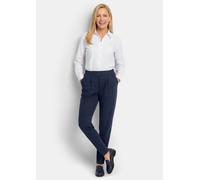 Schlupfhose GOLDNER "Kurzgröße Businesshose SARA mit Komfortbund", Damen, Gr. 24, K-Gr, blau (marine), Obermaterial: 95% Polyester PES. 5% Elasthan EL., normal, Hosen Schlupfhose, Temperaturausgleiche