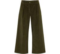 Cordhose BONPRIX "Weite Stretchcord-Culotte mit High-Waist-Bequembund, 7/8-Länge", Damen, Gr. 54, N-Gr, dunkeloliv, Cord, Obermaterial: 98% Baumwolle, 2% Elasthan, unifarben, loose fit ca. Mitte Wade,