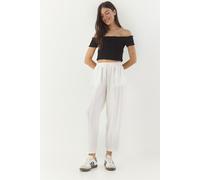 Weite strukturierte Hose mit Kordelzug und Taschen S