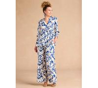 Weite Umstandshose mit Blumenprint ENVIE DE FRAISE, hoher Bund königsblau Gr. 44