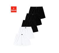 Weiter Boxer H.I.S "Herren Boxer", Herren, Gr. 3 (XS), 5 Stk., schwarz-weiß (weiß, schwarz), Jersey, Obermaterial: 95% Baumwolle, 5% Elasthan, unifarben, bequem, Unterhosen, weite Passform, Komfortbun