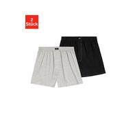 Weiter Boxer H.I.S, Herren, Gr. XL, 2 Stk., schwarz (grau, meliert, schwarz, schwarz), Jersey, Obermaterial: 95% Baumwolle, 5% Elasthan, unifarben, bequem, Unterhosen, aus weicher Single Jersey Ware (