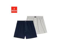 Weiter Boxer H.I.S, Herren, Gr. XS, 2 Stk., grau (navy, grau, meliert), Jersey, Obermaterial: 95% Baumwolle, 5% Elasthan, unifarben, bequem, Unterhosen, aus weicher Single Jersey Ware (693049-XS) navy