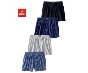 Weiter Boxer LE JOGGER, Herren, Gr. 3, 4 Stk., blau (schwarz, marine, grau, meliert, blau, meliert), Jersey, Obermaterial: 100% Baumwolle, unifarben, bequem, Unterhosen, aus angenehm weicher Baumwoll-