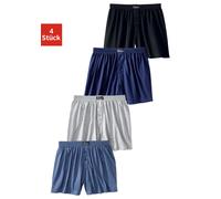 Weiter Boxer LE JOGGER Gr. 7, 4 St., blau (schwarz, marine, grau, meliert, blau, meliert) Herren Unterhosen Boxershorts aus angenehm weicher Baumwoll-Qualität (625549-7)