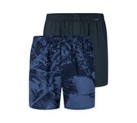 Weiter Boxer SCHIESSER "Boxershorts Multipack", Herren, Gr. 5, Webqualität, blau (908, sonstige), Webqualität, Obermaterial: 95% Baumwolle, 5% Elasthan, weit, Unterhosen, unktionaler Knopfleiste und s