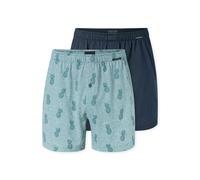 Schiesser Boxershorts Herren Baumwolle blau gemustert, 7 (XL)