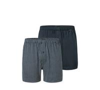 Weiter Boxer SCHIESSER "Boxershorts Multipacks", Herren, Gr. 7, blau (908, sortiert 2), Single Jersey, Obermaterial: 100% Baumwolle, gestreift, unifarben, weit, Unterhosen, ideal als Geschenk, mit Ein