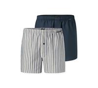SCHIESSER Herren Web-Boxershorts, 2er Pack - Webware, Baumwolle Blau/Weiß 3XL