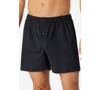 Weiter Boxer SCHIESSER "Cotton Casual", Herren, Gr. 7, schwarz (000, schwarz), Single Jersey, Obermaterial: 100% Baumwolle, weit, Unterhosen, mit Eingriff, gepunktet (92817138-7) 000, schwarz