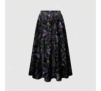 Weiter geschnittener Maxirock in Große Größen mit Motiven von Schmetterlingen, Gotik, Pflanzen, Schlangen, Sonne und Mond