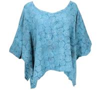 Weites Boho Blusentop mit Fledermausärmeln, Maxibluse, Damen, türkisblau