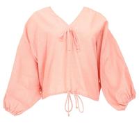 Weites Boho Blusentop mit Pluderärmeln, Baumwolle, Oversize, lachs