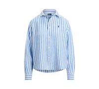 Weites Leinenhemd mit Streifen L Blue