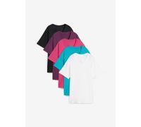 Weites Long-Shirt mit V-Ausschnitt, Kurzarm (5er Pack) 56/58 (3XL)