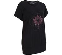 T-Shirt BONPRIX "Sport-Shirt, Loose Fit", Damen, Gr. 36/38 (S), schwarz (schwarz bedruckt), Jersey, Obermaterial: 64% Polyester, 32% Viskose, 4% Elasthan, bedruckt, unifarben, oversize Po-bedeckend, R