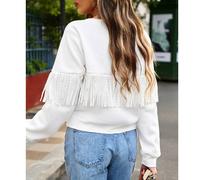 Weites Weißes Damen-Longsleeve mit Rundhalsausschnitt für Herbst und Winter