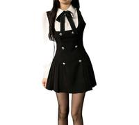 WEITING 2022 Herbst Fake Two Kleid Damen Slim Chic Langarm Schleife Casual Y2k Minikleid Weiblich Koreanisch Mode Elegant Kurz Partykleid-Minikleid-M