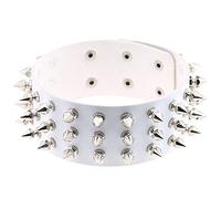 WEITING 2023 Gothic Punk weiße PU-Leder-Halsketten für Frauen, Nieten, Choker-Halskette, Party-Schmuck, P026 weiß
