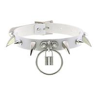 WEITING 2023 Gothic Punk weiße PU-Leder-Halsketten für Frauen, Nieten, Choker-Halskette, Party-Schmuck, P012 weiß