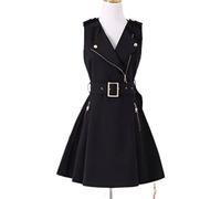 WEITING Damen Ärmelloses Tankkleid Sommer Britische Mode Schwarzer Reißverschluss Slim Fit Elegante Damenkleider Herbstkleidung Punk Goth Gothic-Schwarz, M