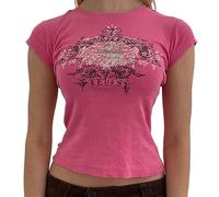 WEITING Damen Goth Kleidung Y2K Crop Tops Sommer 2023 T-Shirts Grunge 2000er Trashy Ästhetische Kurzarm-T-Shirts Junge Mädchen Streetwear-27A-L