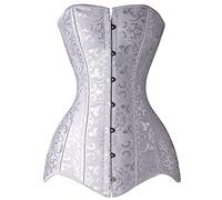 WEITING Damen Sexy Korsetts, Bustiers, Top, Gothic, Überbrustkorsett, Bustier, langer Torso, Stahlknochen, schlankmachend, Körperformung, Übergröße, Weiß, M
