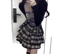 WEITING Elastische Taille Schwarz Weiß Gestreifte Goth Street Röcke Gothic Punk Lady Sexy Minirock Koreanische Japanische Süße Kleidung-weiß, Einheitsgröße