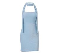 WEITING Elegantes kurzes Partykleid für Damen, Frühling, neues sexy Neckholder-Band, rückenfrei, rückenfrei, glänzend, Röhrenoberteil, Paket, Hüftkleid, Blau, M