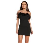 WEITING Elegantes Röhrenober-Partykleid, Vintage, ärmellos, schulterfrei, trägerlos, figurbetontes Minikleid, Schwarz, S