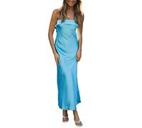 WEITING Elegantes Satin-Schlauchkleid für Frauen, sexy, figurbetont, trägerlos, langes Kleid, niedriger Schnitt, Abend, Cocktail, Nacht, Partykleid, Sommer-B, S