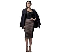 WEITING Elegantes zweilagiges Mesh-Midikleid für Frauen, ärmellos, rückenfrei, Club, Partykleid, Schwarz, M