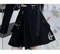 WEITING Emo Gothic Cargo Shirt Anzug Egirl Punk Kette Band Röcke Goth Kleid Herbst Streetwear Harajuku Schwarz Grunge Ästhetische Kleidung-schwarzer Rock-S