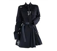 WEITING Emo Gothic Cargo Shirt Anzug Egirl Punk Kette Band Röcke Goth Kleid Herbst Streetwear Harajuku Schwarz Grunge Ästhetische Kleidung-Hemdrock-L