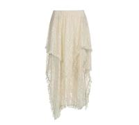 WEITING Europäischer und amerikanischer sexy Spitzen-Lagenrock für Damen, 2023 Sommer, neues Top, mittellanger Rock, Hautfarbe, L