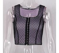 WEITING Goth Dark Mesh Vintage Goth Aesthetic Damen Tank Top Lila Kurzkorsett Streetwear-lila-S