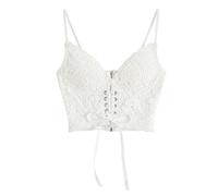 WEITING Gothic Dark Retro Bandage Gothic Crop Top Hohl Gestrickte Herbst Camisole Ästhetische Öse Punk Sexy Harajuku-weiß-L