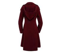 WEITING Gothic-Mantel, Trenchcoat, lang, schlank, asymmetrischer Reverskragen, Knopf, elegant, Y2k-Streetwear, Egirl Vintage-Outwears-Burgund-M