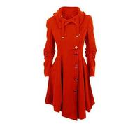 WEITING Gothic-Mantel, Trenchcoat, lang, schlank, asymmetrischer Reverskragen, Knopf, elegant, Y2k-Streetwear, Egirl Vintage-Outwears-Rot-XL