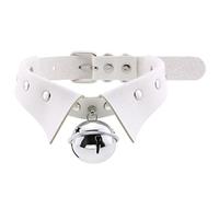 WEITING Große Glocke, Choker-Halsband-Form für Damen und Mädchen, Halskette, Metall, Leder, Chocker, Gothic, Anime, Cosplay, Schmuck, Harajuku-Zubehör, Weiß