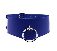 WEITING Harajuku PU-Leder-Choker, rundes Halsband, Bondage-Gothic-Choker für Frauen, 2023 Gürtel-Halskette, Punk, trendiger Rock, sexy Gothic-Schmuck, P155 blau