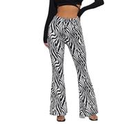 WEITING Hoch taillierte Schlaghose mit Zebramuster, modischer Animal-Print, schmale Passform, leicht ausgestellte Lange Hose, personalisierte Damenhose - Zebramuster-XL