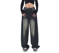 WEITING Hohe Taille Gerade Jeans Hosen 2023 Frauen Casual Y2K Breite Bein Retro Streetwear Stil Denim Hose