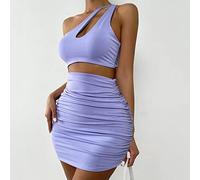 WEITING Lila aushöhlen One-Shoulder-Kleid für Damen, Sommer, ärmellos, rückenfrei, figurbetont, sexy, Elegantes Party-Clubwear-Kleid-Lila, XS