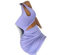 WEITING Lila aushöhlen One-Shoulder-Kleid für Damen, Sommer, ärmellos, rückenfrei, figurbetont, sexy, Elegantes Party-Clubwear-Kleid-Lila, S
