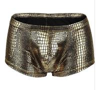 WEITING Männer Sexy Unterwäsche Schlangenhaut Kunstleder Boxer Herren Boxershorts U Convex Low Rise Männliche Homme Höschen Unterhosen-golden-L