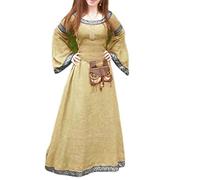 WEITING Mode Damen Vintage Retro Gothic Langarm Mittelalter Renaissance Langes Maxikleid Halloween Party Victoria-Hellbraun,5XL