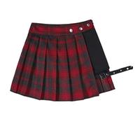 WEITING Plissee Gothic Halbröcke Sommer Harajuku Punk Stil Plaid Unregelmäßige Röcke Frauen Asymmetrische Hohe Taille Schwarze Röcke-704-HOS,M